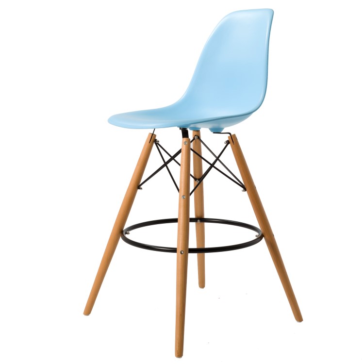 Charles Eames style, Krzeslo barowe DSW matowy PP jasnoniebieski