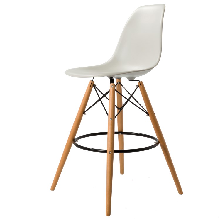 Charles Eames style, Krzeslo barowe DSW matowy PP jasnoszary