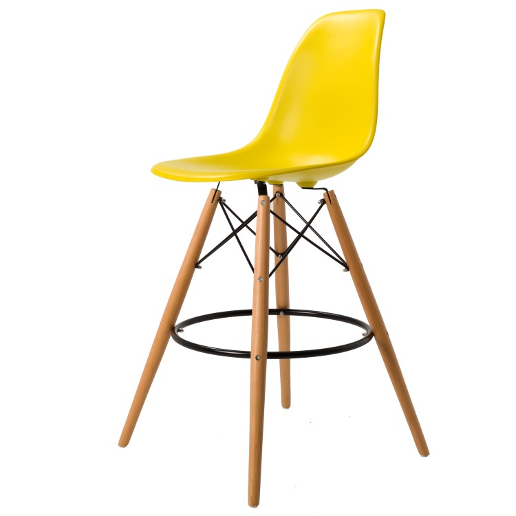 Charles Eames style, Krzeslo barowe DSW matowy Musztarda PP