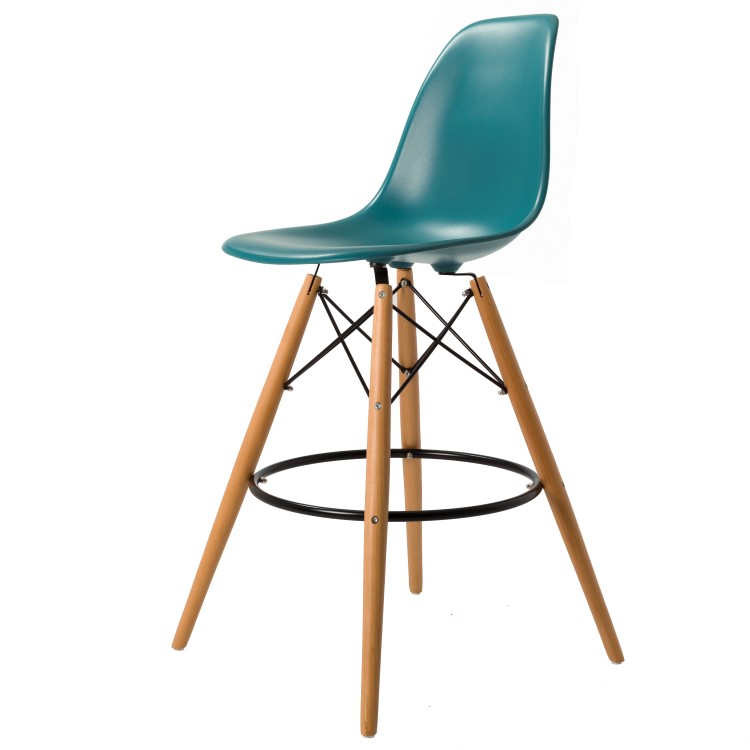 Charles Eames style, Krzeslo barowe DSW matowy PP blekitny