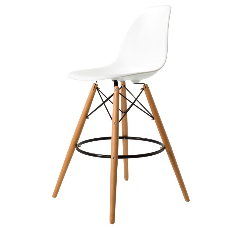 Charles Eames style, Krzeslo barowe DSW matowy PP bialy