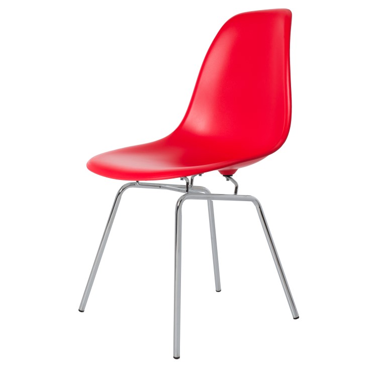 Charles Eames style, Jadalnia krzeslo DSX matowy PP czerwony