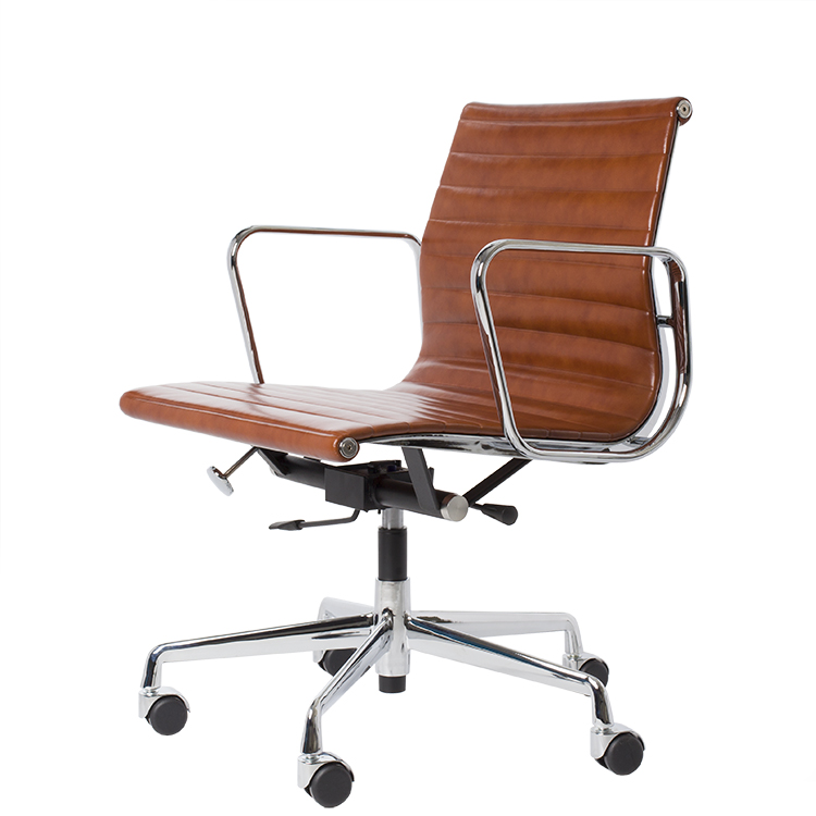 Charles Eames style, Krzeslo biurowe EA117 Skóra antyk