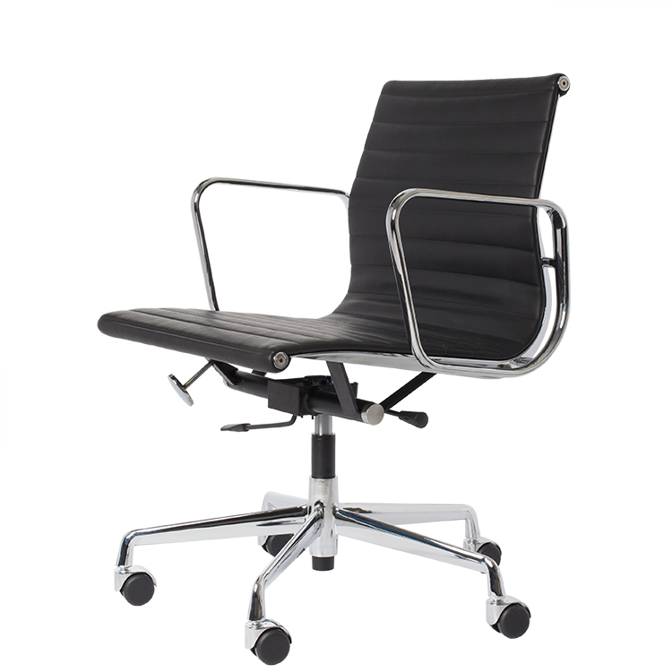 Charles Eames style, Krzeslo biurowe EA117 Skóra czarny