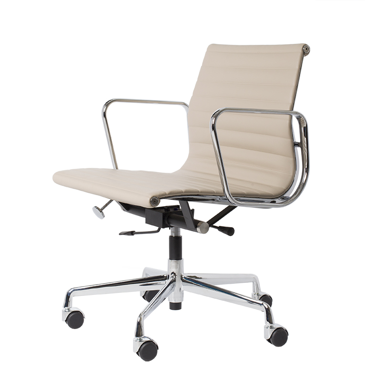 Charles Eames style, Krzeslo biurowe EA117 Skóra szary