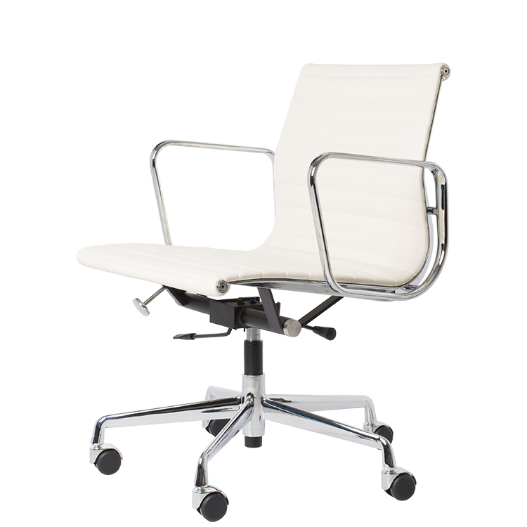 Charles Eames style, Krzeslo biurowe EA117 Skóra bialy