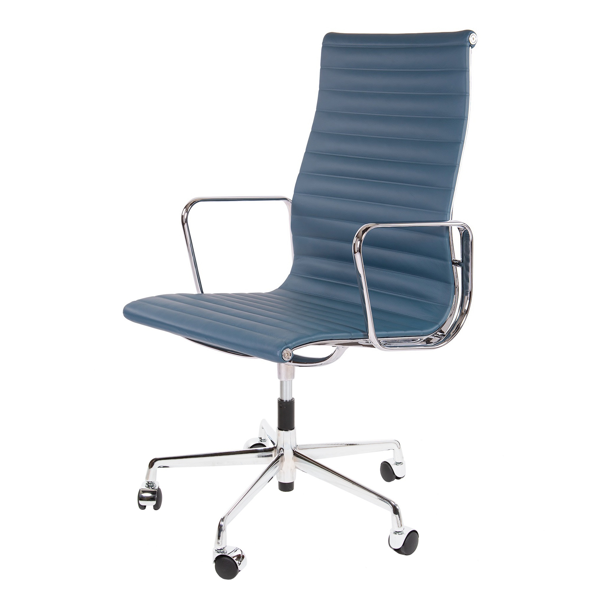 Charles Eames style, Krzeslo biurowe EA119 Skóra niebieski