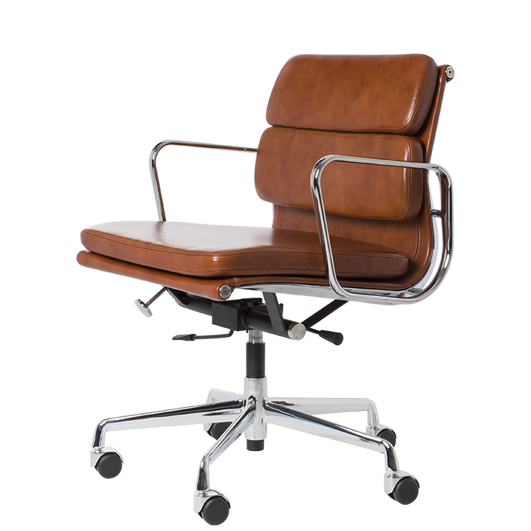 Charles Eames style, Krzeslo biurowe EA217 Skóra antyk