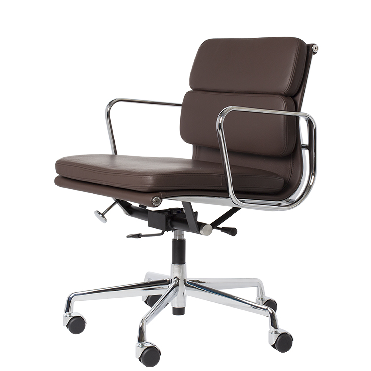 Charles Eames style, Krzeslo biurowe EA217 Skóra brazowy