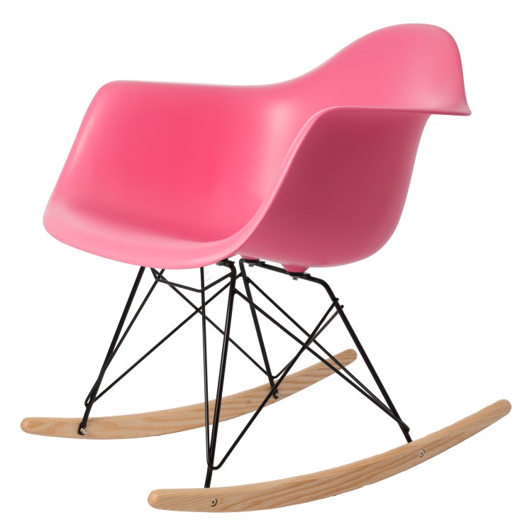 Charles Eames style, Bujane RAR Czarna rama PP rózowy