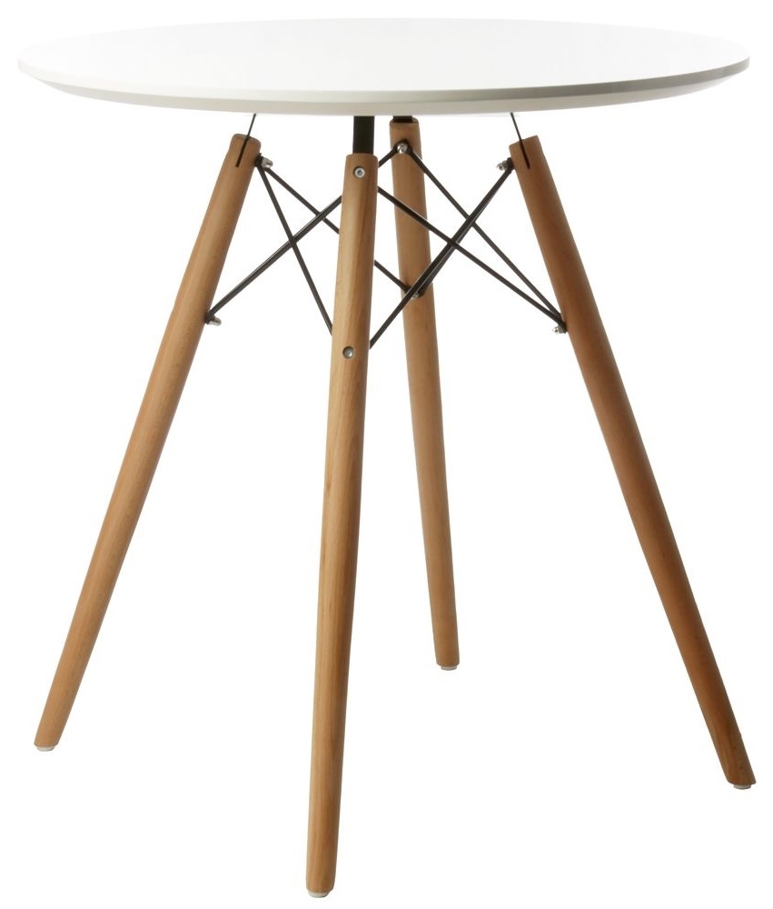 Charles Eames style, Stól boczny Dowel Coffee table Ø 70cm. bialy