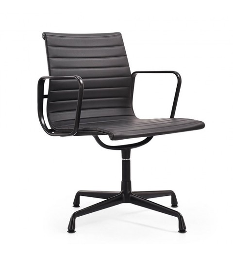 Charles Eames style, Krzeslo konferencyjne EA108 Skóra czarna rama czarny