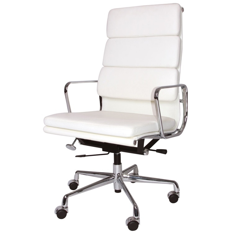 Charles Eames style, Krzeslo wykonawczy EA219 Skóra bialy