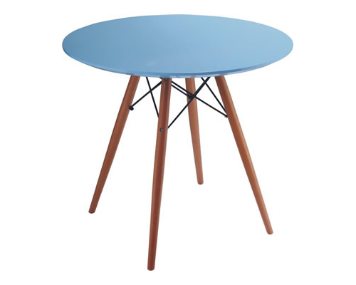 Charles Eames style, Stól boczny Dowel Coffee table Ø 70cm. niebieski