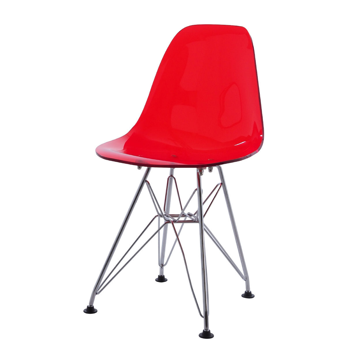 Charles Eames style, Krzeselko dla dziecka DSR Junior przezroczysta czerwien