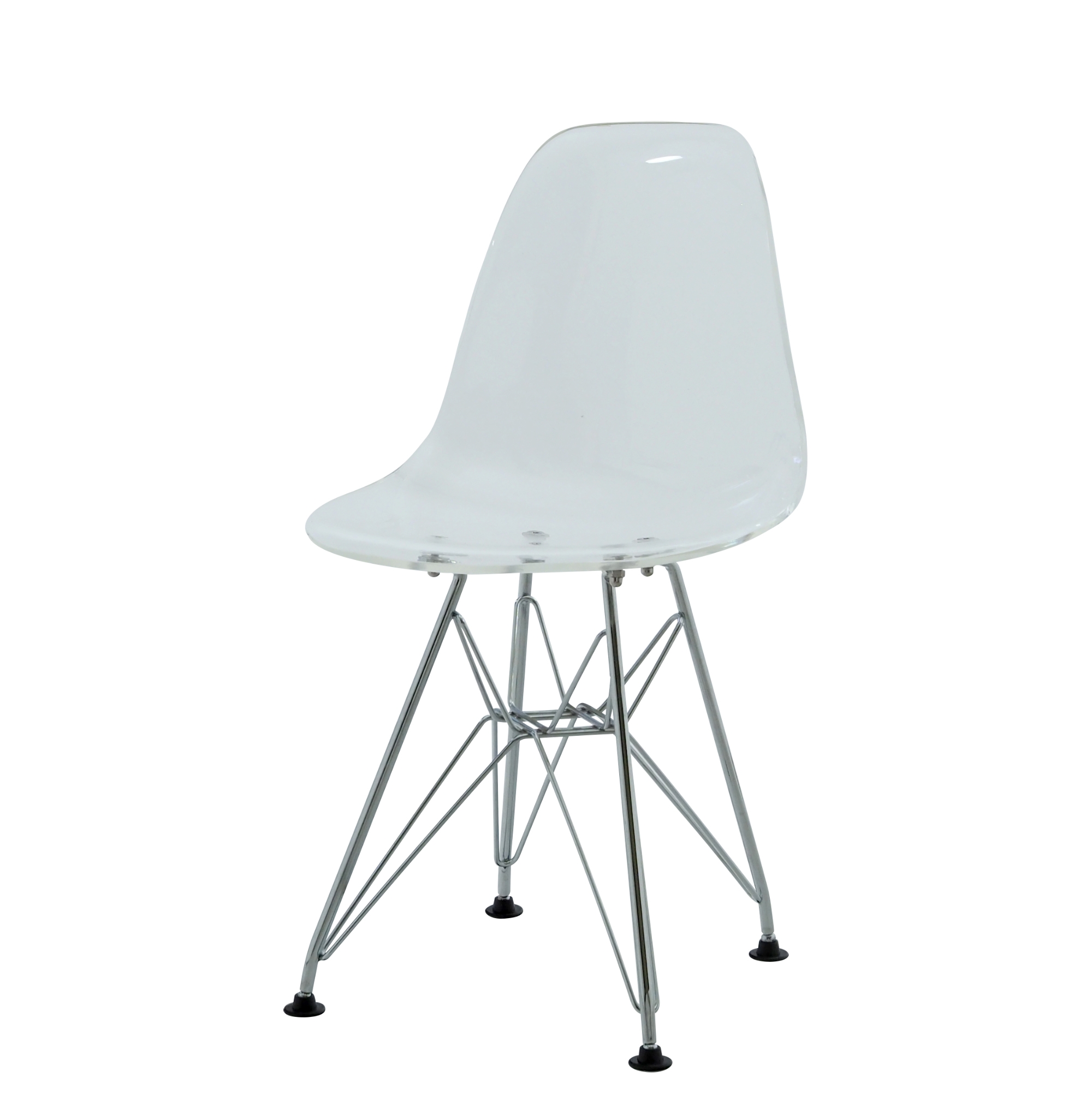 Charles Eames style, Krzeselko dla dziecka DSR Junior przezroczysty bialy