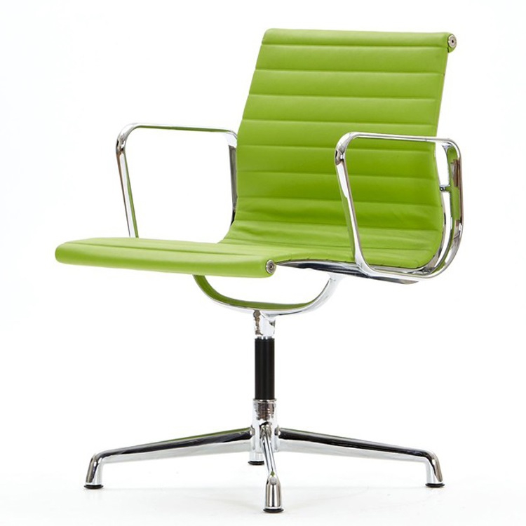 Charles Eames style, Krzeslo konferencyjne EA108 Skóra zielony