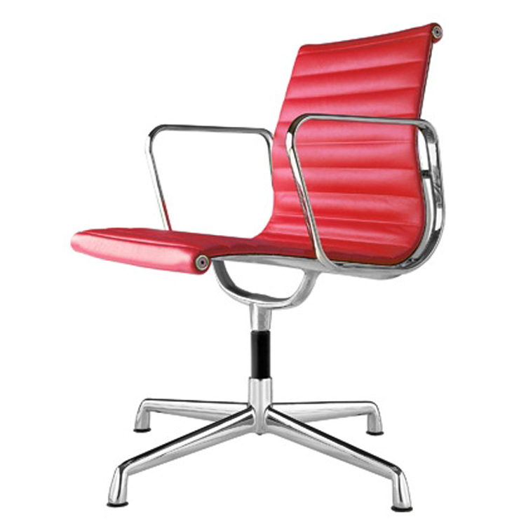 Charles Eames style, Krzeslo konferencyjne EA108 Skóra czerwony