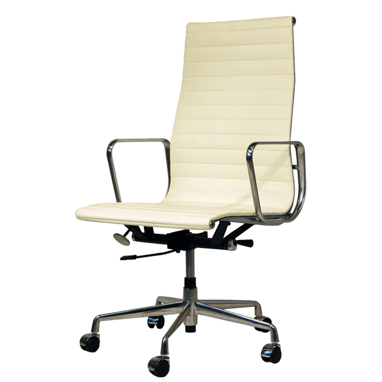 Charles Eames style, Krzeslo biurowe EA119 Skóra smietana