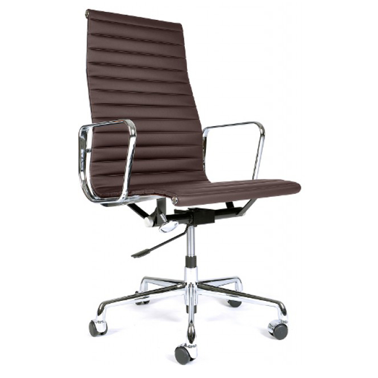 Charles Eames style, Krzeslo biurowe EA119 Skóra brazowy