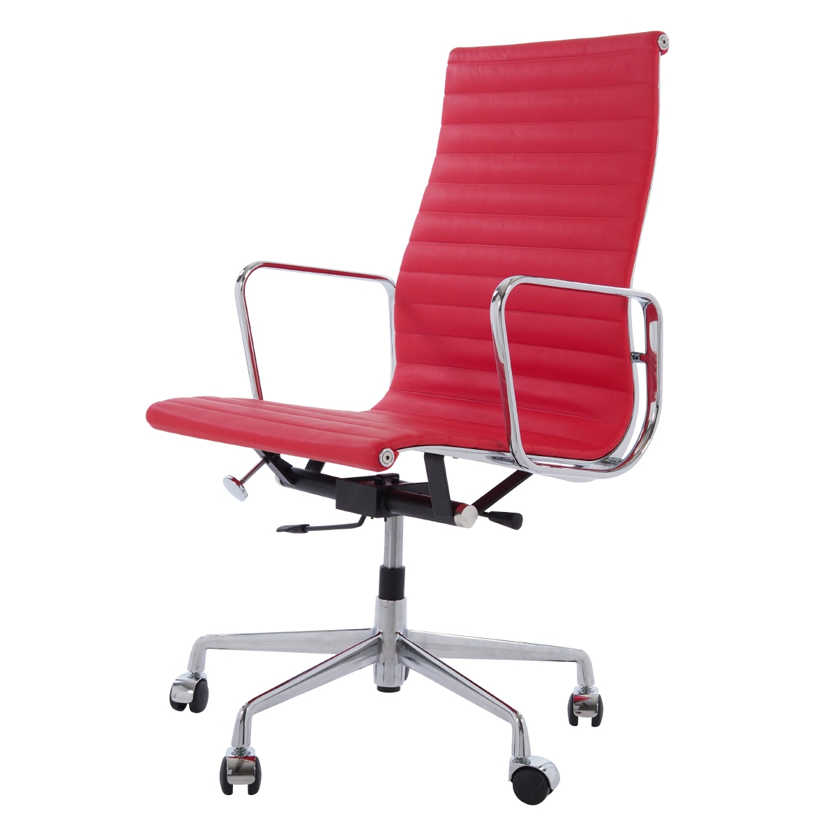 Charles Eames style, Krzeslo biurowe EA119 Skóra czerwony