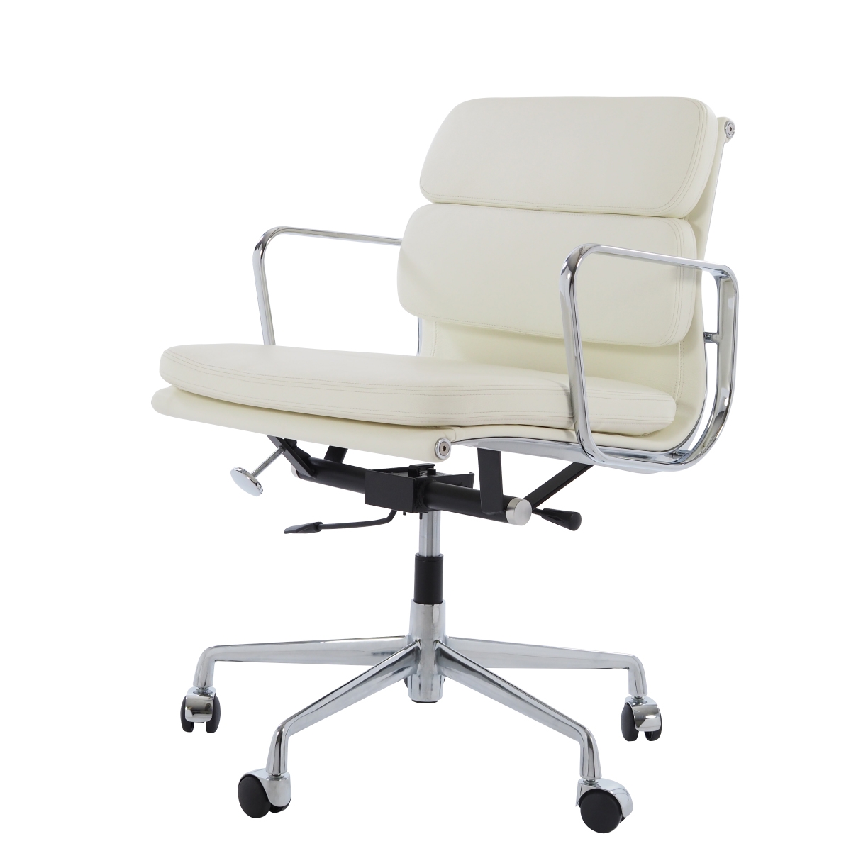 Charles Eames style, Krzeslo biurowe EA217 Skóra smietana