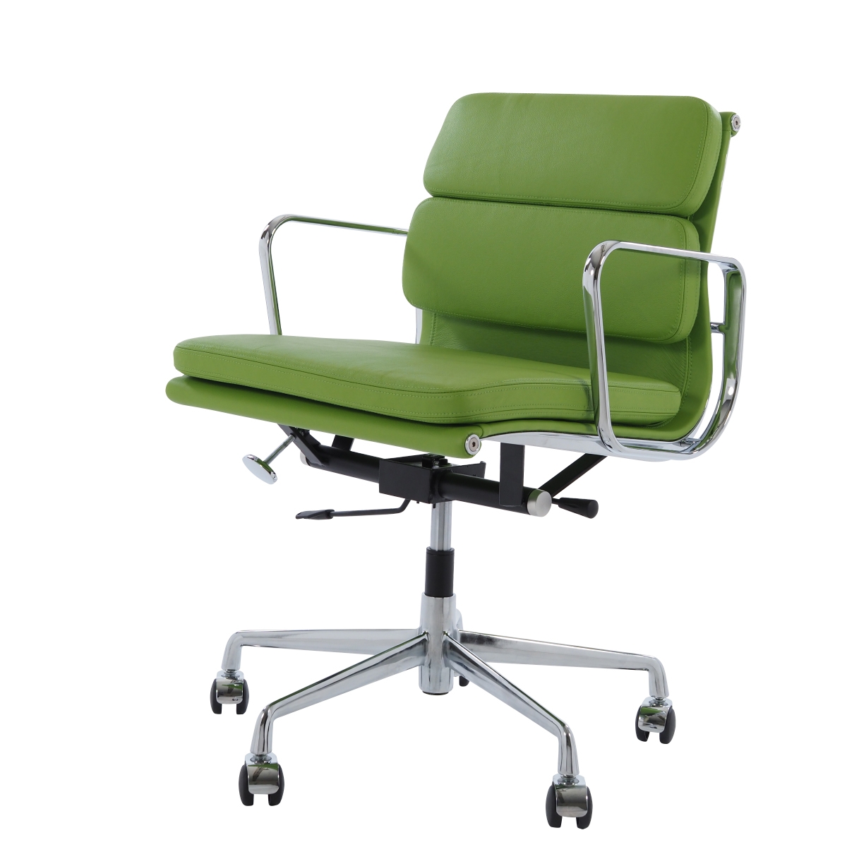 Charles Eames style, Krzeslo biurowe EA217 Skóra zielony