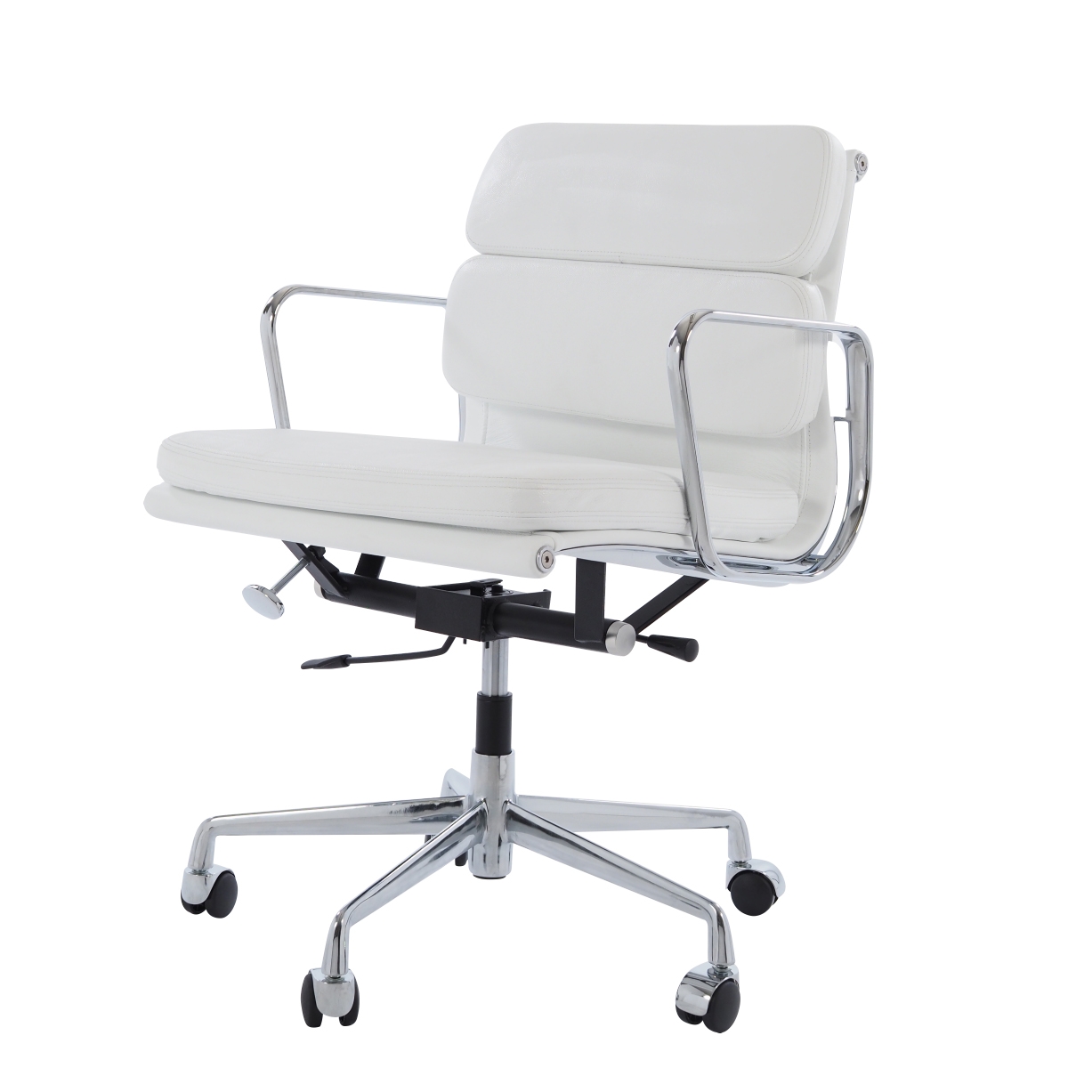Charles Eames style, Krzeslo biurowe EA217 Skóra bialy