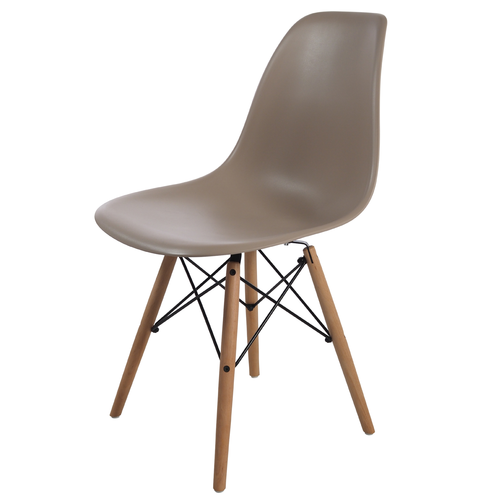 Charles Eames style, Jadalnia krzeslo DSW matowy Lekka czekolada PP